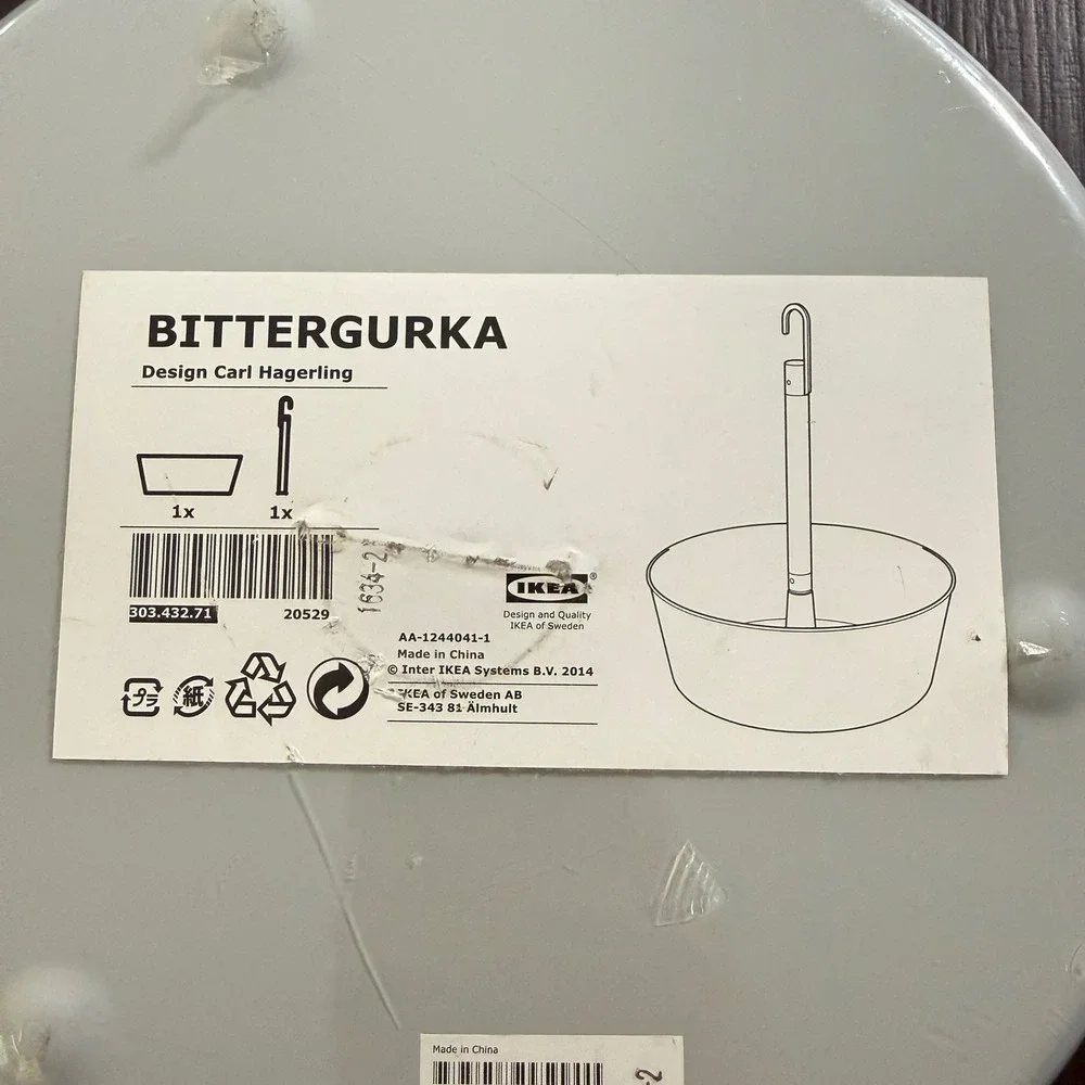 IKEA Bittergurka Hanging Planter Gray Grey Metal Wood 303.432.71 Modern Garden